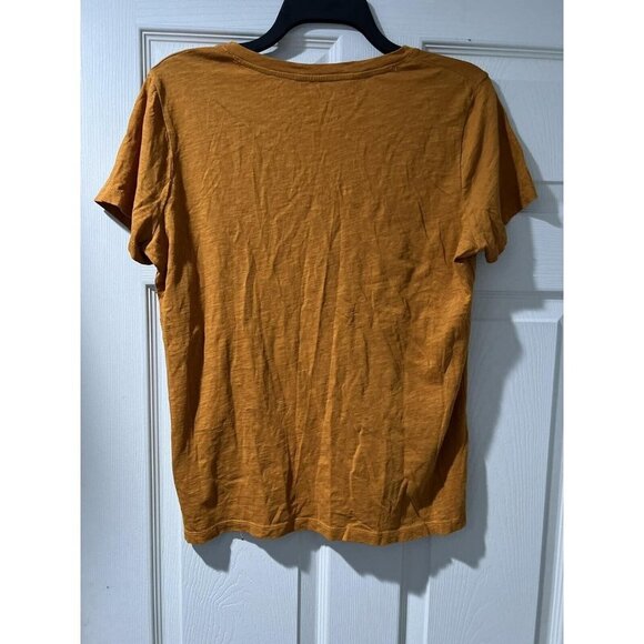 Madewell Size Medium Cropped V Neck Pocket Tee Retail Brown  Cotton - Picture 3 of 8